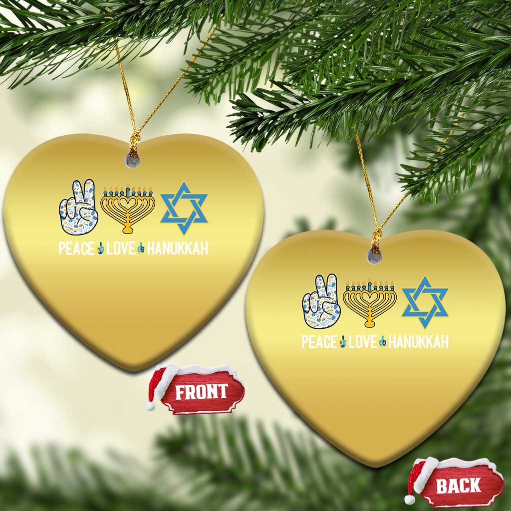Peace Love Hanukkah Christmas Ornament Retro Chanukah Jewish Menorah Star of David TS02