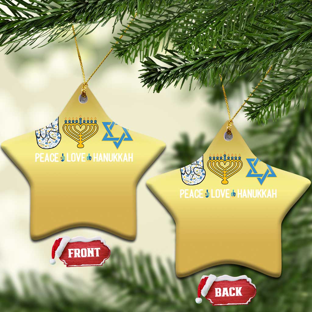 Peace Love Hanukkah Christmas Ornament Retro Chanukah Jewish Menorah Star of David TS02