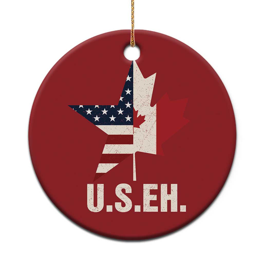 Funny American Canadan Christmas Ornament US EH Canada Maple Leaf America Star Flag TS02