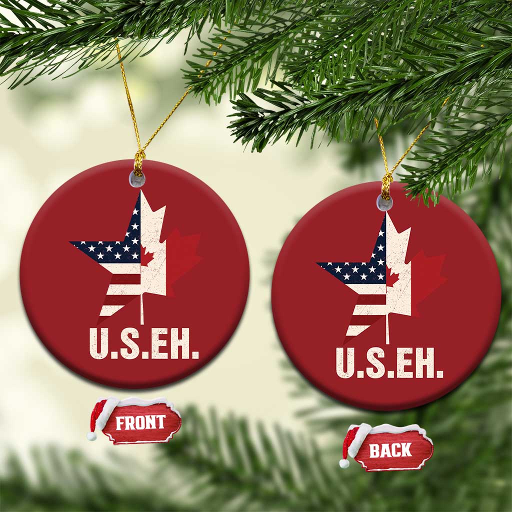 Funny American Canadan Christmas Ornament US EH Canada Maple Leaf America Star Flag TS02