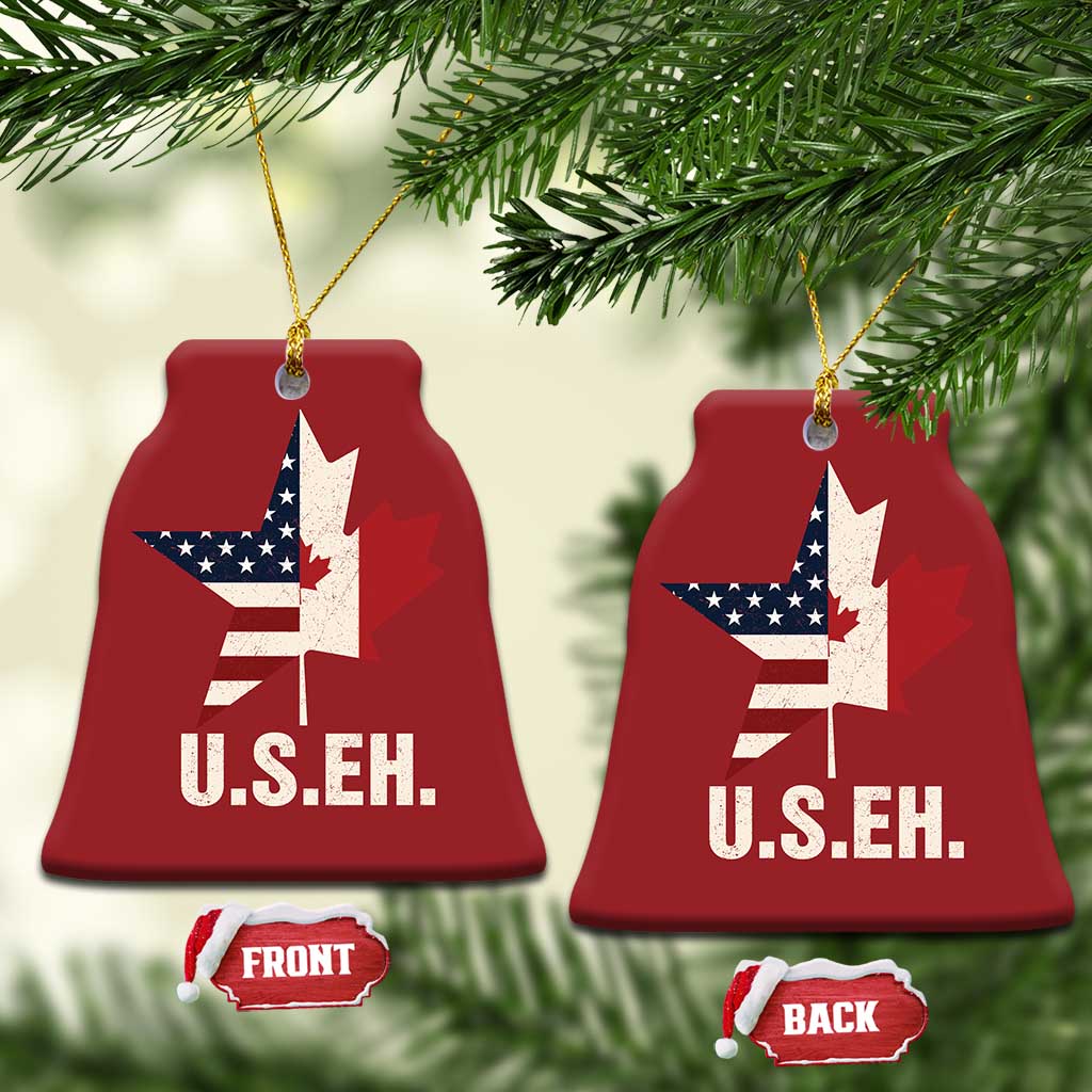 Funny American Canadan Christmas Ornament US EH Canada Maple Leaf America Star Flag TS02