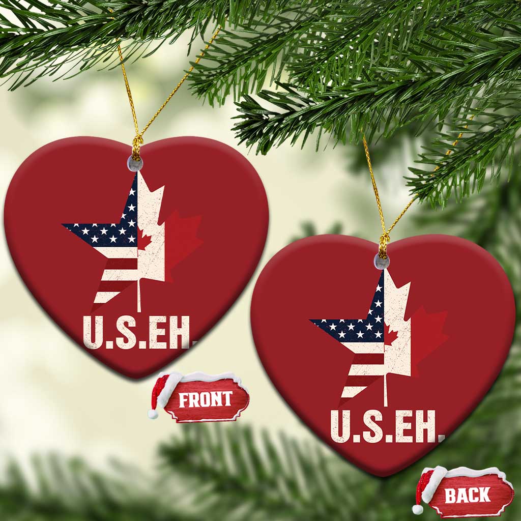 Funny American Canadan Christmas Ornament US EH Canada Maple Leaf America Star Flag TS02