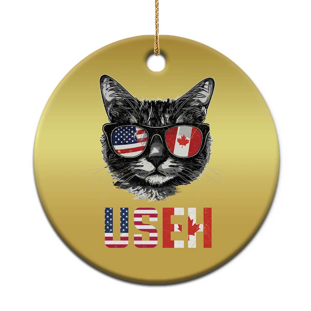 Cool American Canadan Cat Christmas Ornament US EH American Canada Flag Funny TS02