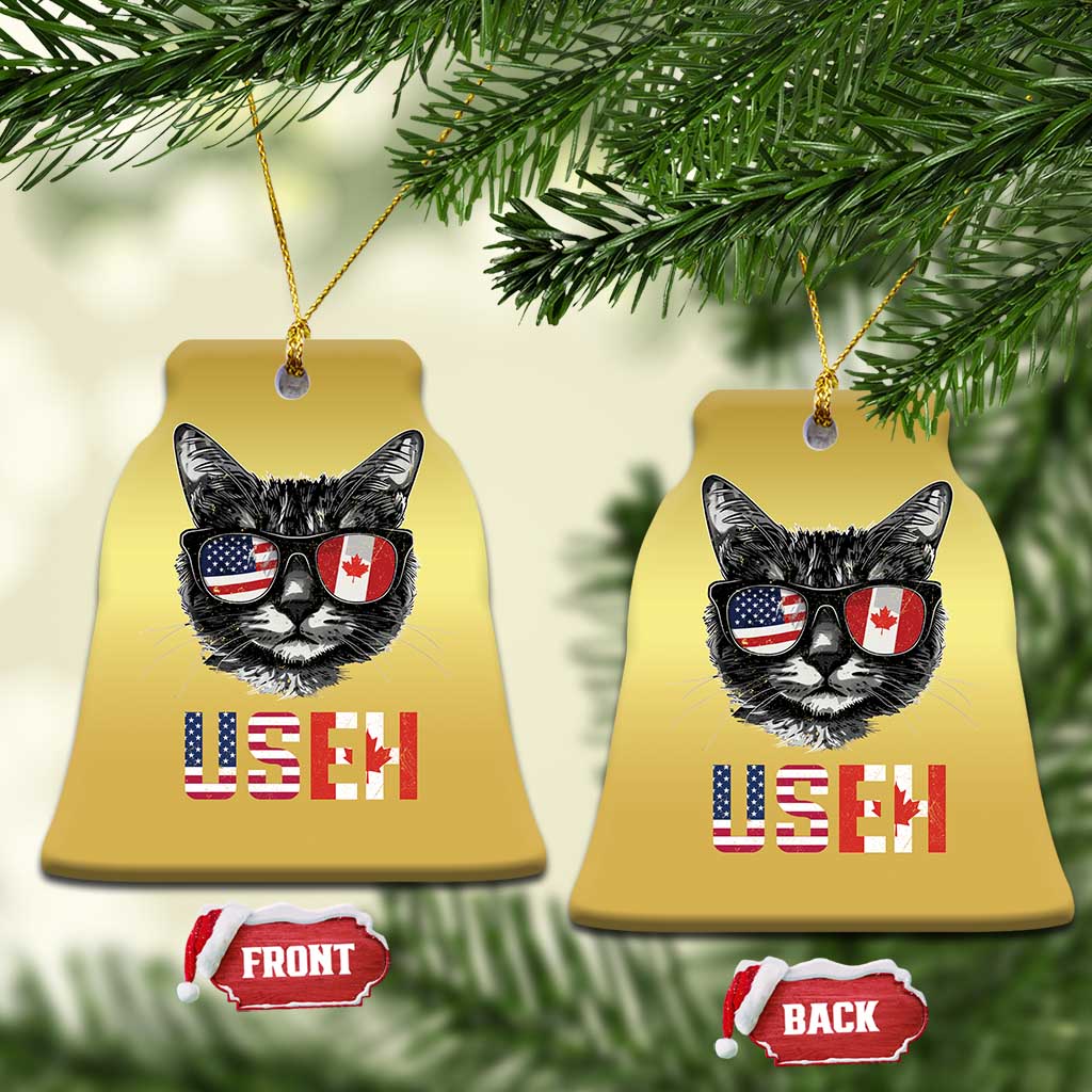 Cool American Canadan Cat Christmas Ornament US EH American Canada Flag Funny TS02