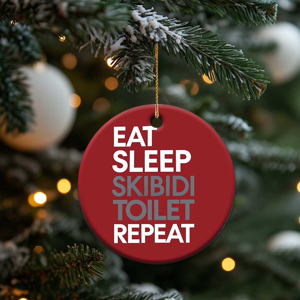 Eat Sleep Skibidi Toilet Repeat Christmas Ornament Funny Gen Alpha Slang TS02