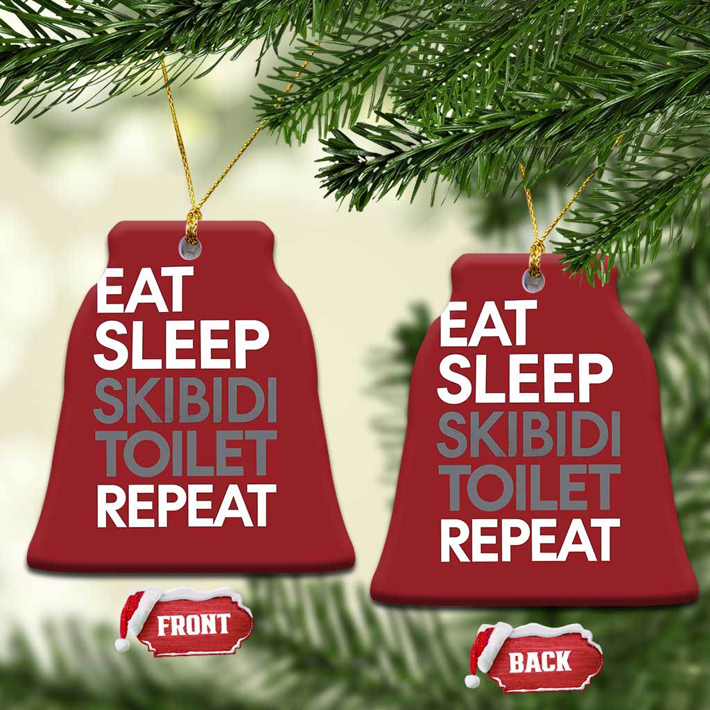Eat Sleep Skibidi Toilet Repeat Christmas Ornament Funny Gen Alpha Slang TS02