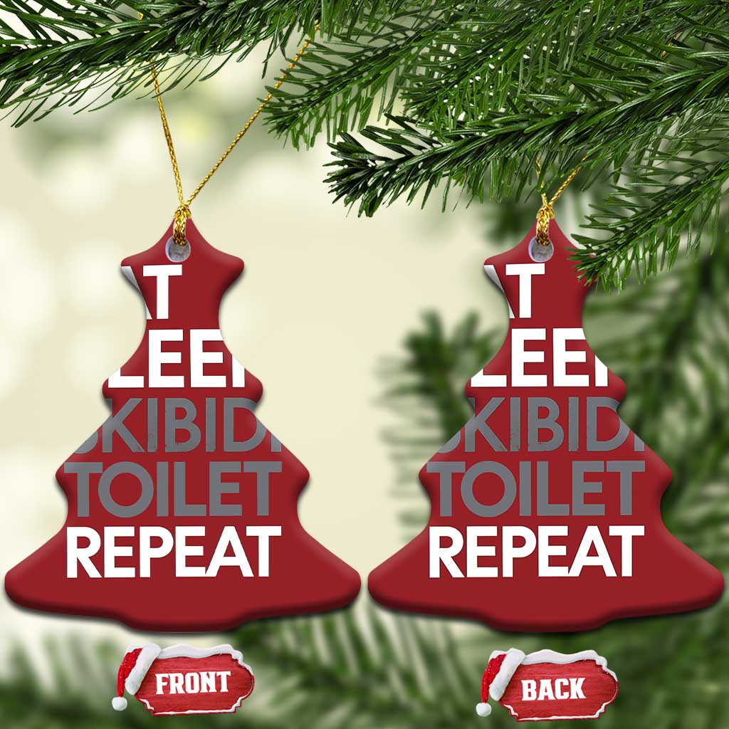 Eat Sleep Skibidi Toilet Repeat Christmas Ornament Funny Gen Alpha Slang TS02