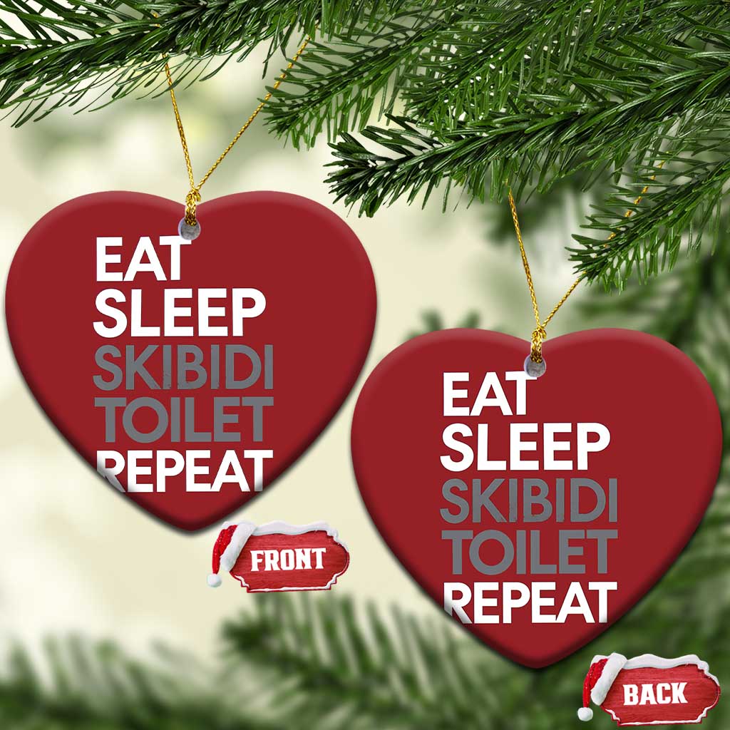 Eat Sleep Skibidi Toilet Repeat Christmas Ornament Funny Gen Alpha Slang TS02
