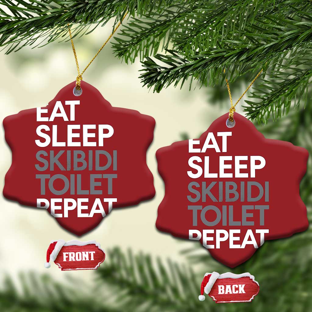 Eat Sleep Skibidi Toilet Repeat Christmas Ornament Funny Gen Alpha Slang TS02