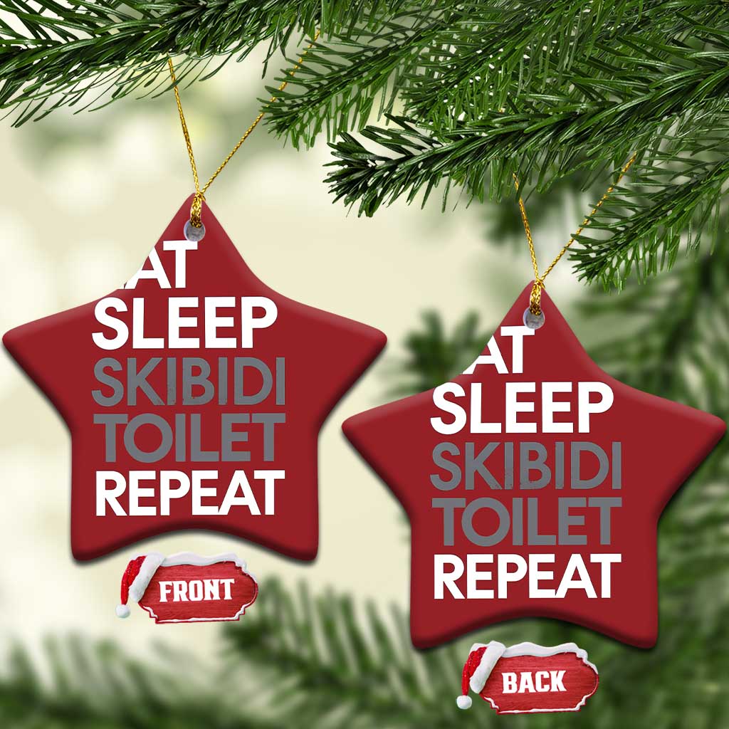 Eat Sleep Skibidi Toilet Repeat Christmas Ornament Funny Gen Alpha Slang TS02