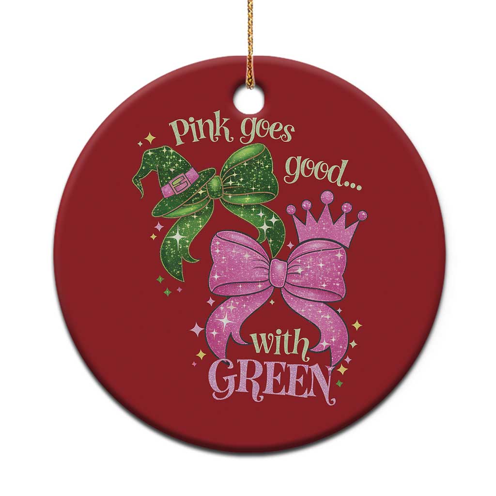 Green and Pink Coquette Bow Christmas Ornament Pink Goes Good With Green TS02