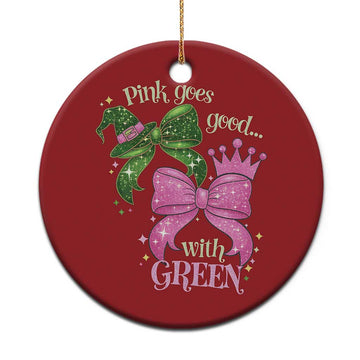 Green and Pink Coquette Bow Christmas Ornament Pink Goes Good With Green TS02