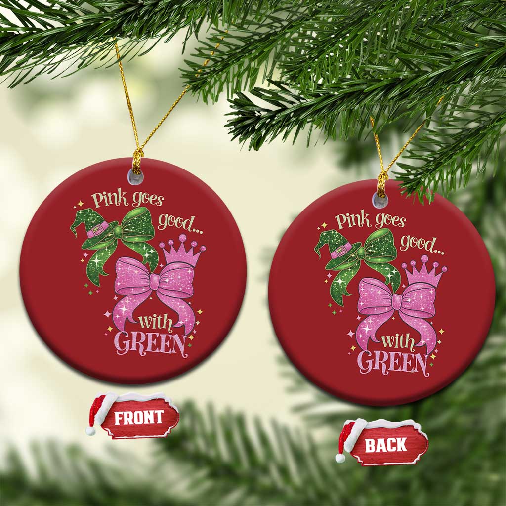 Green and Pink Coquette Bow Christmas Ornament Pink Goes Good With Green TS02