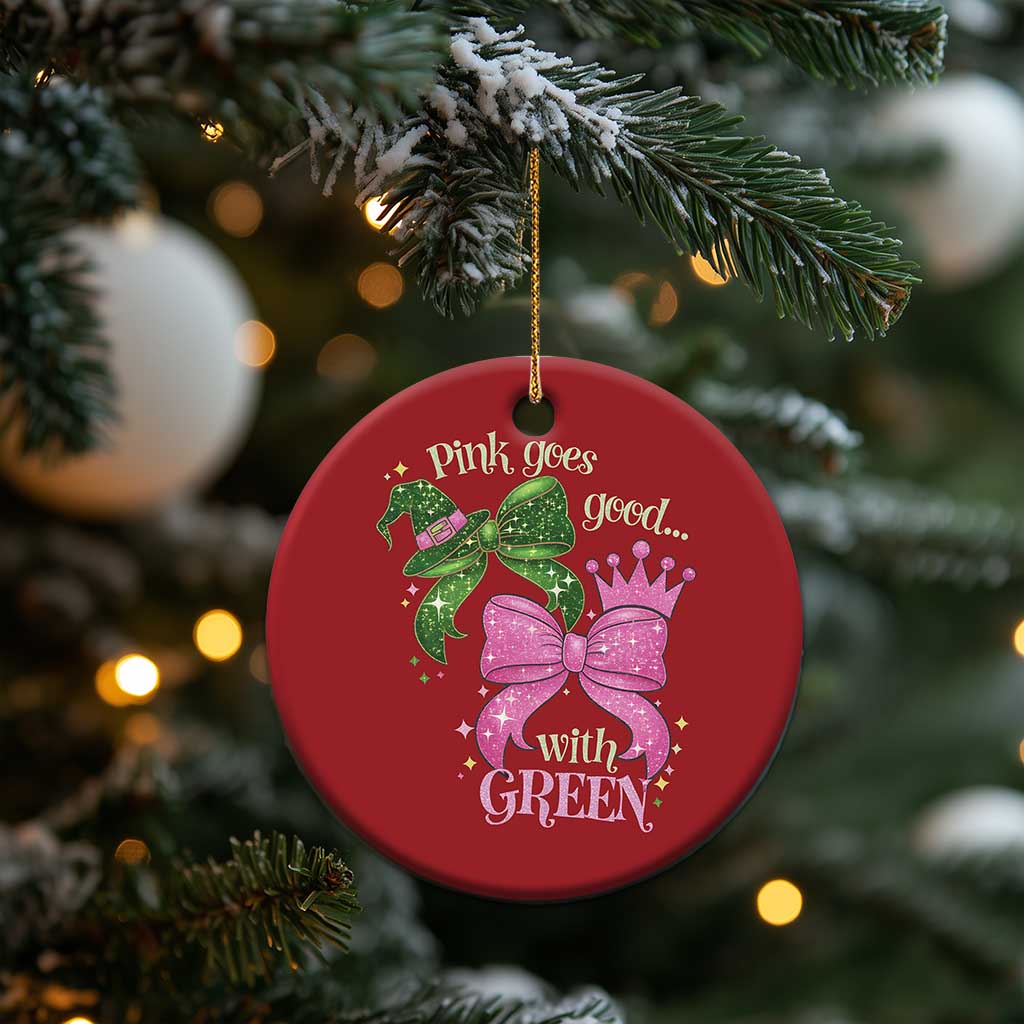 Green and Pink Coquette Bow Christmas Ornament Pink Goes Good With Green TS02