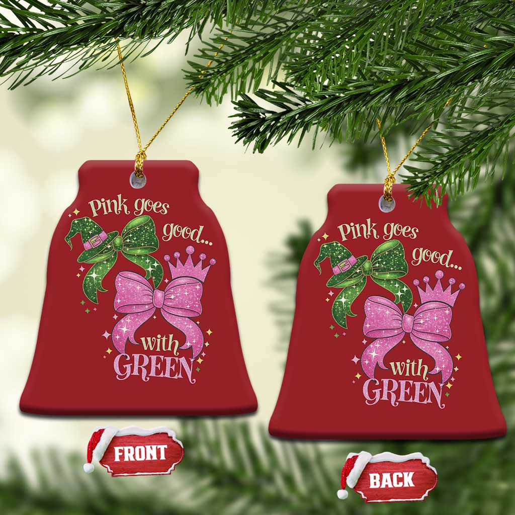 Green and Pink Coquette Bow Christmas Ornament Pink Goes Good With Green TS02