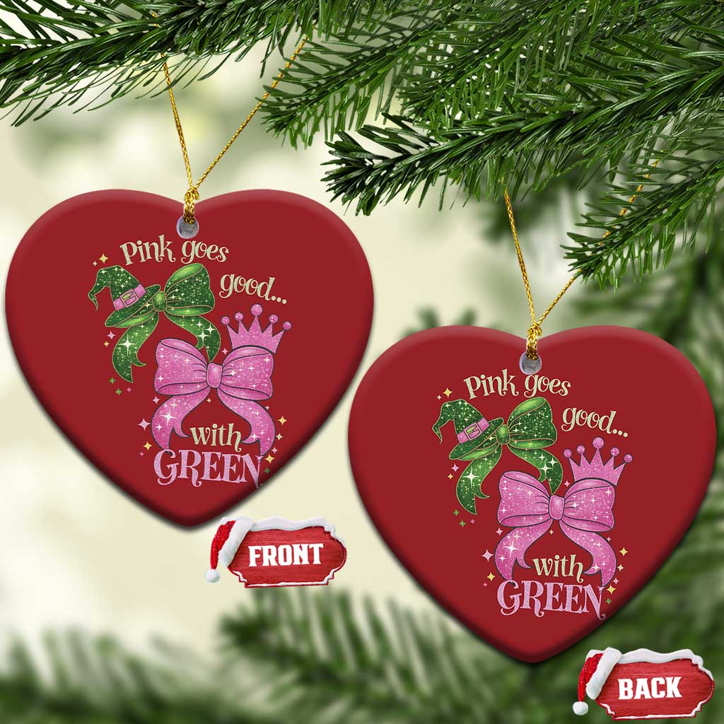 Green and Pink Coquette Bow Christmas Ornament Pink Goes Good With Green TS02