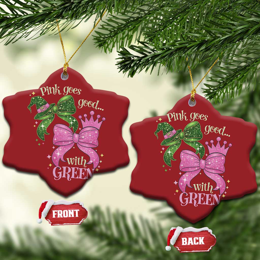 Green and Pink Coquette Bow Christmas Ornament Pink Goes Good With Green TS02