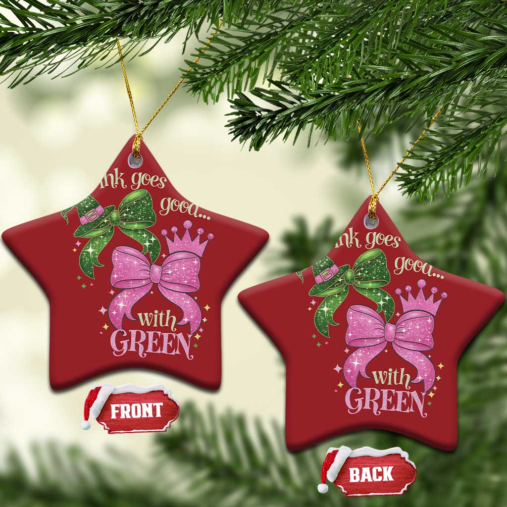 Green and Pink Coquette Bow Christmas Ornament Pink Goes Good With Green TS02