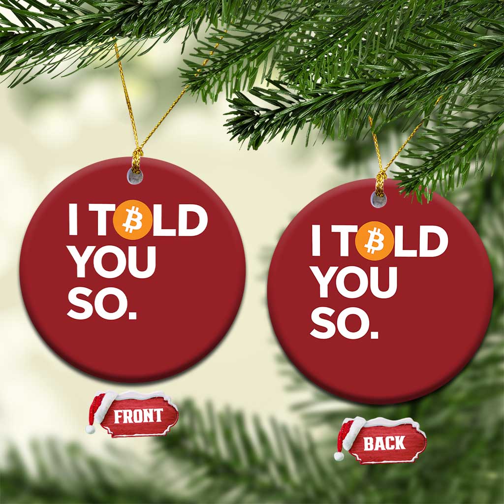Funny Bitcoin Christmas Ornament Bitcoin I Told You So Funny BTC Crypto Cryptocurrency Trader TS02