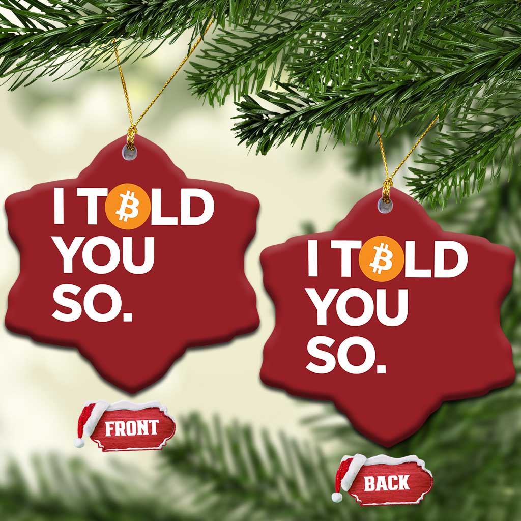 Funny Bitcoin Christmas Ornament Bitcoin I Told You So Funny BTC Crypto Cryptocurrency Trader TS02