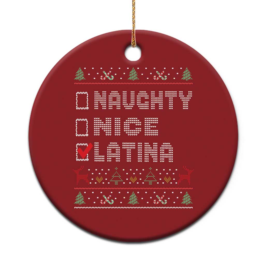 Latin American Xmas Christmas Ornament Naughty Nice Latina Funny Xmas List Hispanic Ugly Sweater TS02