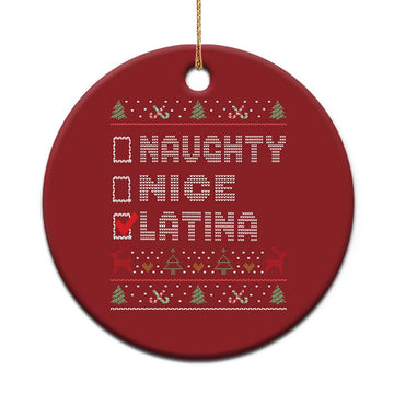 Latin American Xmas Christmas Ornament Naughty Nice Latina Funny Xmas List Hispanic Ugly Sweater TS02