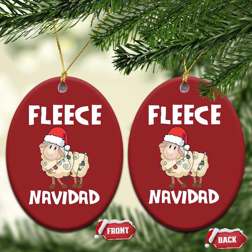 Funny Xmas Sheep Christmas Ornament Fleece Navidad Feliz Spanish Merry Xmas TS02