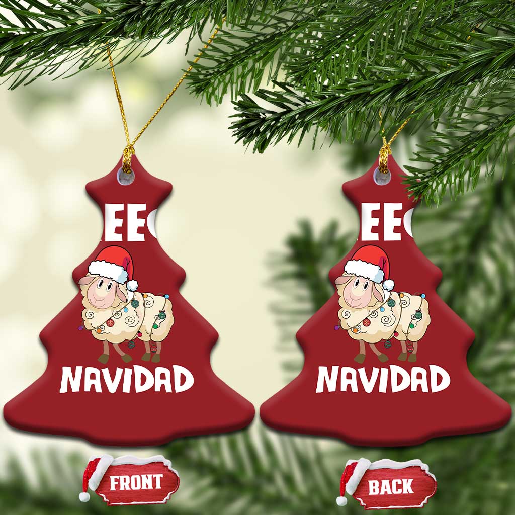Funny Xmas Sheep Christmas Ornament Fleece Navidad Feliz Spanish Merry Xmas TS02