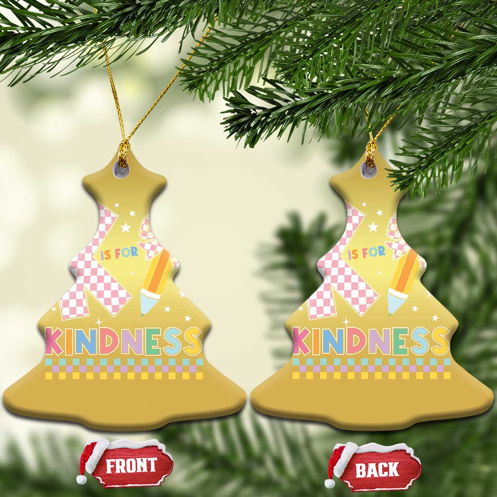 K Is For Kindness Christmas Ornament Cute Pencil Bow Teacher Be Kind TS02
