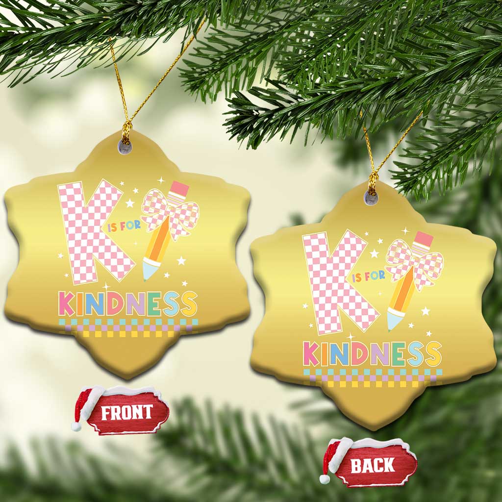 K Is For Kindness Christmas Ornament Cute Pencil Bow Teacher Be Kind TS02