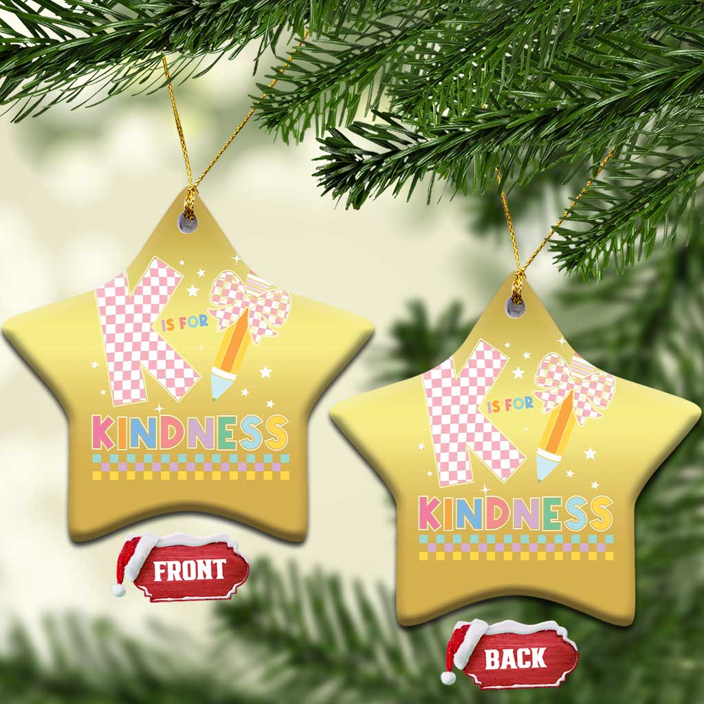 K Is For Kindness Christmas Ornament Cute Pencil Bow Teacher Be Kind TS02
