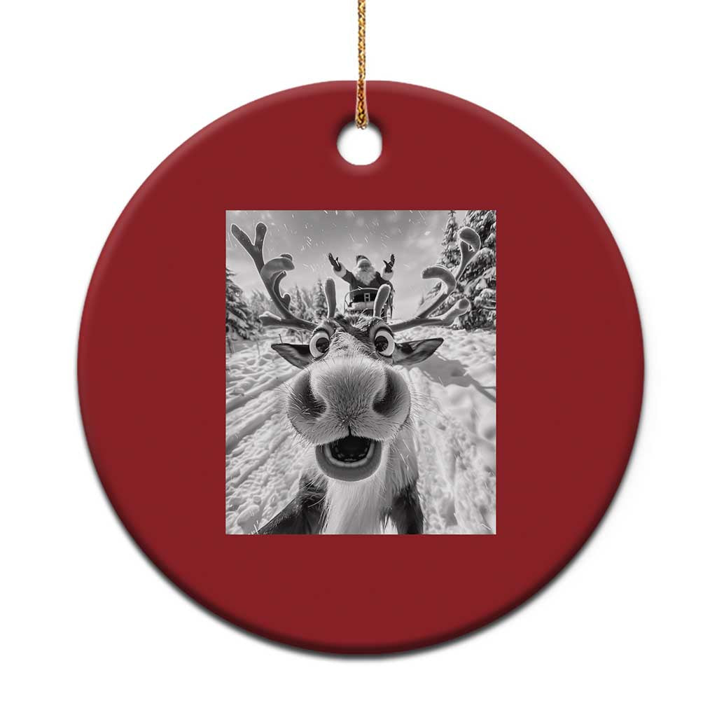 Funny Xmas Reindeer Selfie Christmas Ornament With Santa Xmas Gag Gift TS02