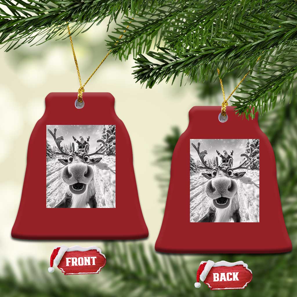 Funny Xmas Reindeer Selfie Christmas Ornament With Santa Xmas Gag Gift TS02