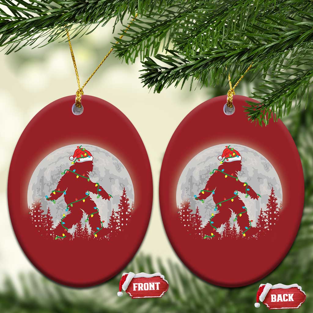 Xmas Bigfoot Christmas Ornament Sasquatch with Santa Hat Xmas Tree Lights TS02