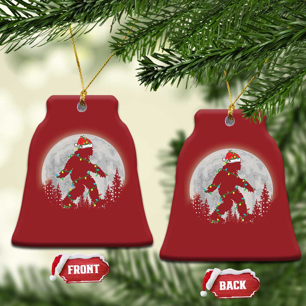 Xmas Bigfoot Christmas Ornament Sasquatch with Santa Hat Xmas Tree Lights TS02