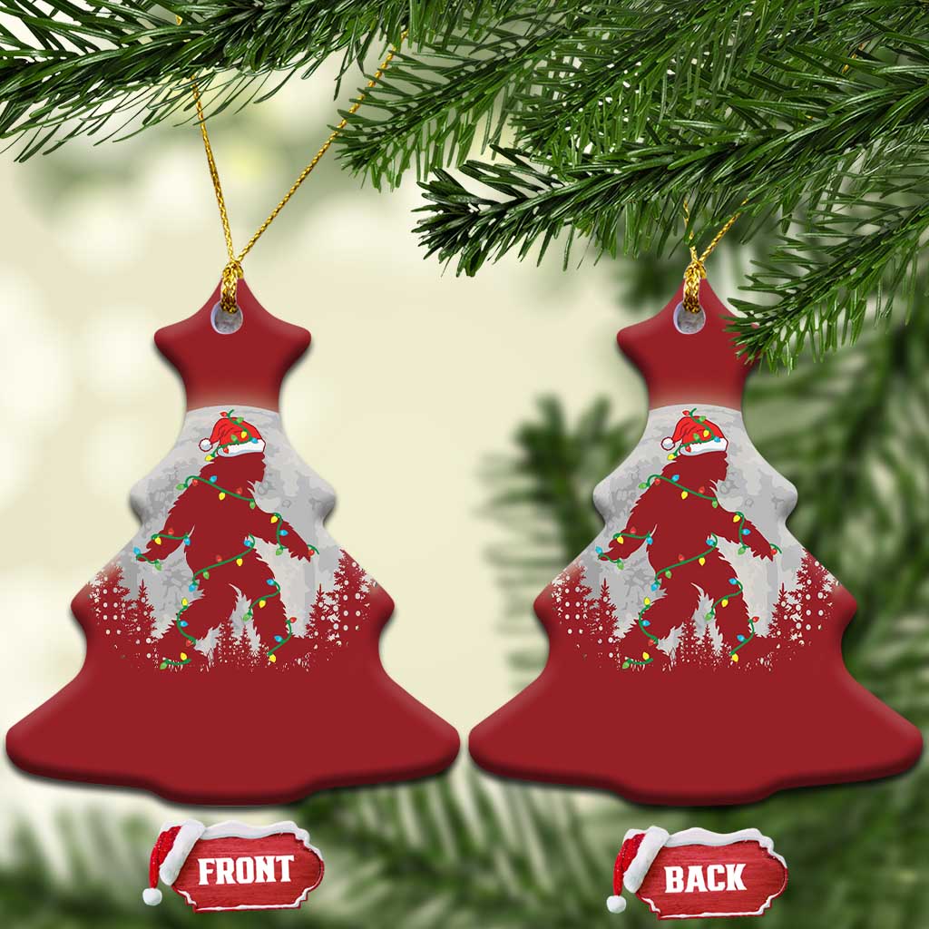 Xmas Bigfoot Christmas Ornament Sasquatch with Santa Hat Xmas Tree Lights TS02