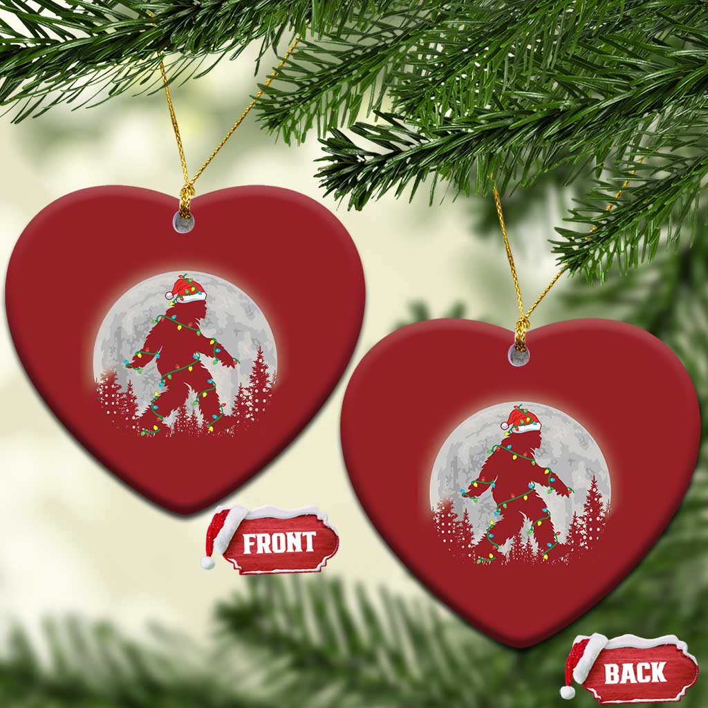 Xmas Bigfoot Christmas Ornament Sasquatch with Santa Hat Xmas Tree Lights TS02