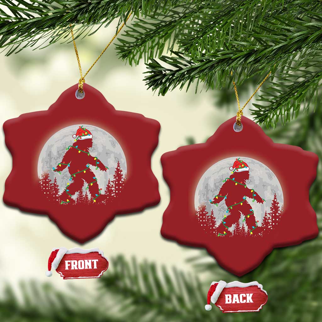 Xmas Bigfoot Christmas Ornament Sasquatch with Santa Hat Xmas Tree Lights TS02