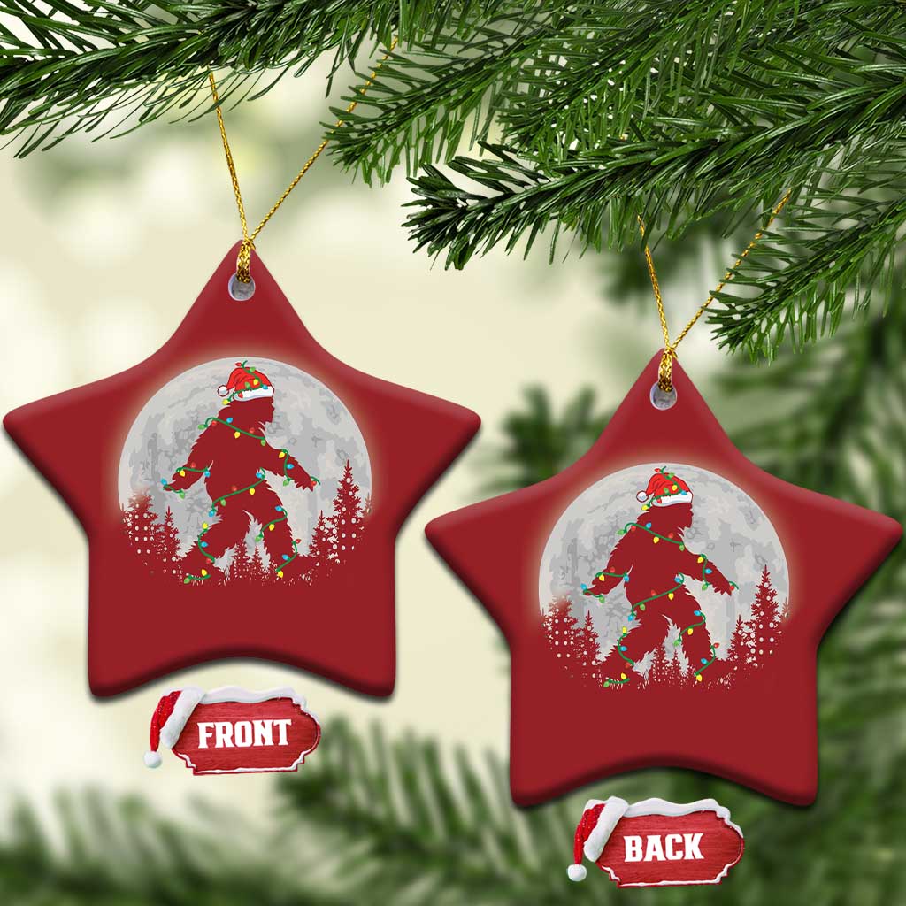 Xmas Bigfoot Christmas Ornament Sasquatch with Santa Hat Xmas Tree Lights TS02