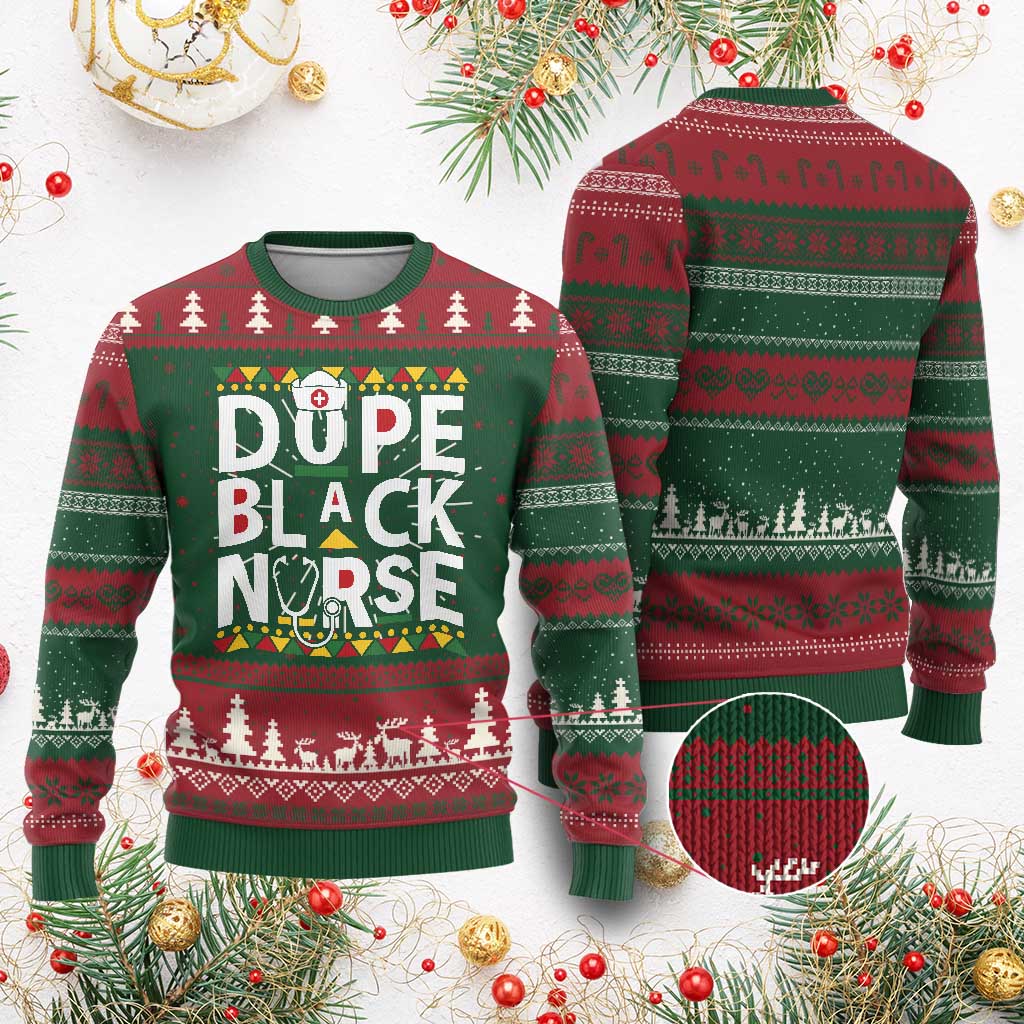 Dope Black Nurse Knit Sweatshirt Proud Afro Melanin RN TS02