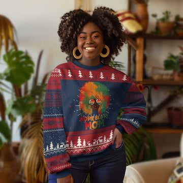 Dope Black Mom Knit Sweatshirt Proud Afro Melanin Woman Mother's Day Gift TS02