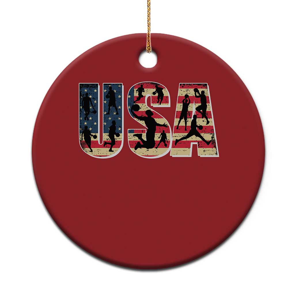 USA American Flag Basketball Christmas Ornament For Sports Enthusiast TS02
