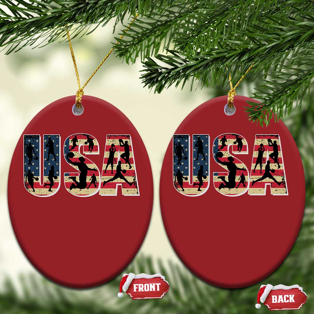 USA American Flag Basketball Christmas Ornament For Sports Enthusiast TS02