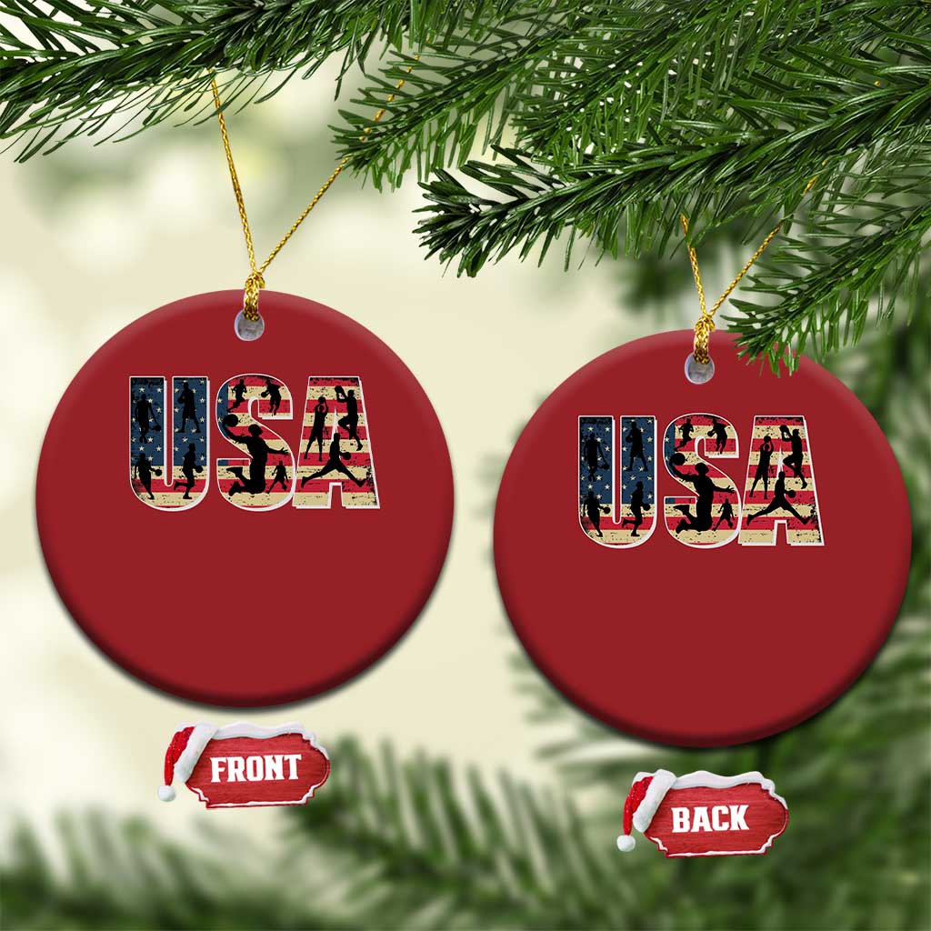 USA American Flag Basketball Christmas Ornament For Sports Enthusiast TS02