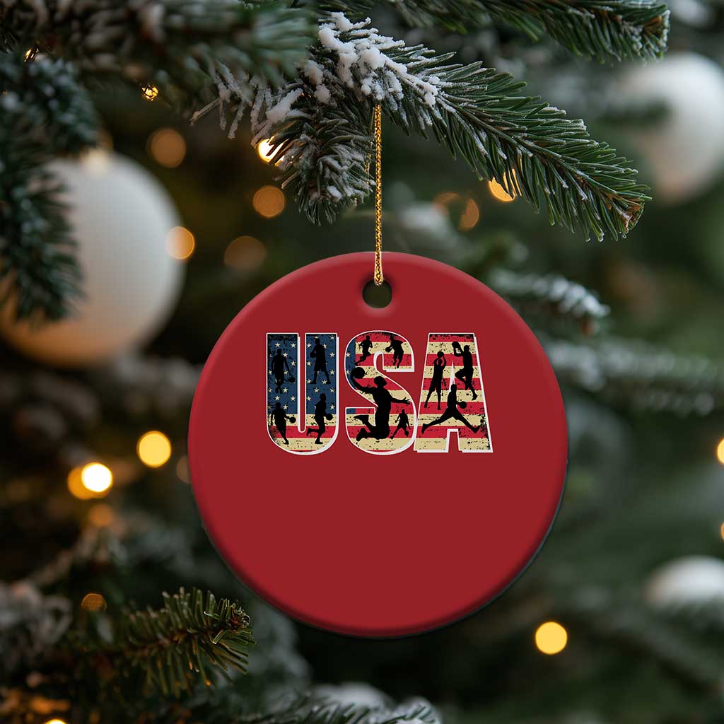 USA American Flag Basketball Christmas Ornament For Sports Enthusiast TS02