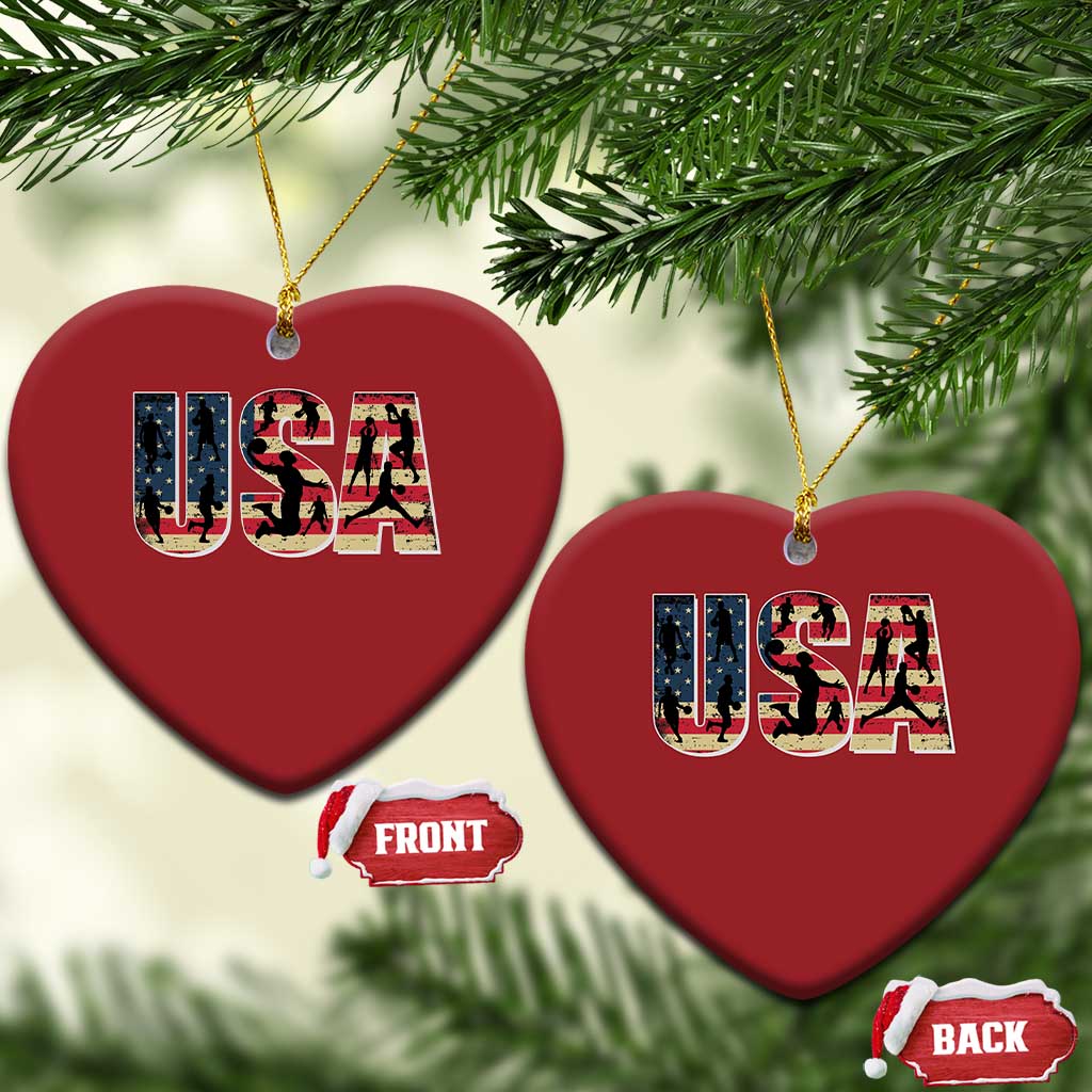USA American Flag Basketball Christmas Ornament For Sports Enthusiast TS02