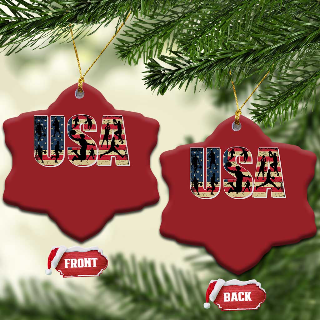 USA American Flag Basketball Christmas Ornament For Sports Enthusiast TS02
