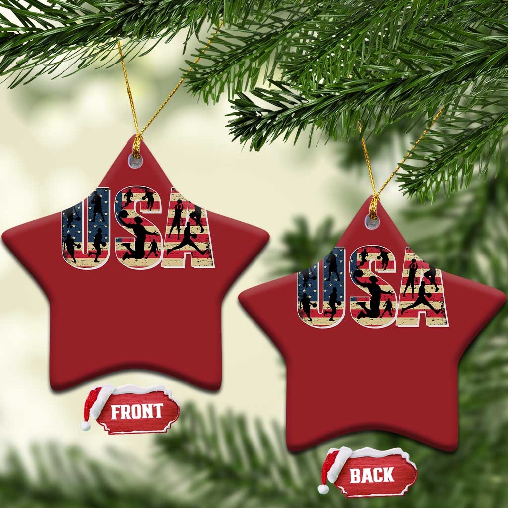 USA American Flag Basketball Christmas Ornament For Sports Enthusiast TS02