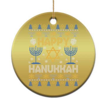 Happy Hanukkah Christmas Ornament Jewish Festival of Lights Hanukkiah Menorah Ugly Chanukah TS02
