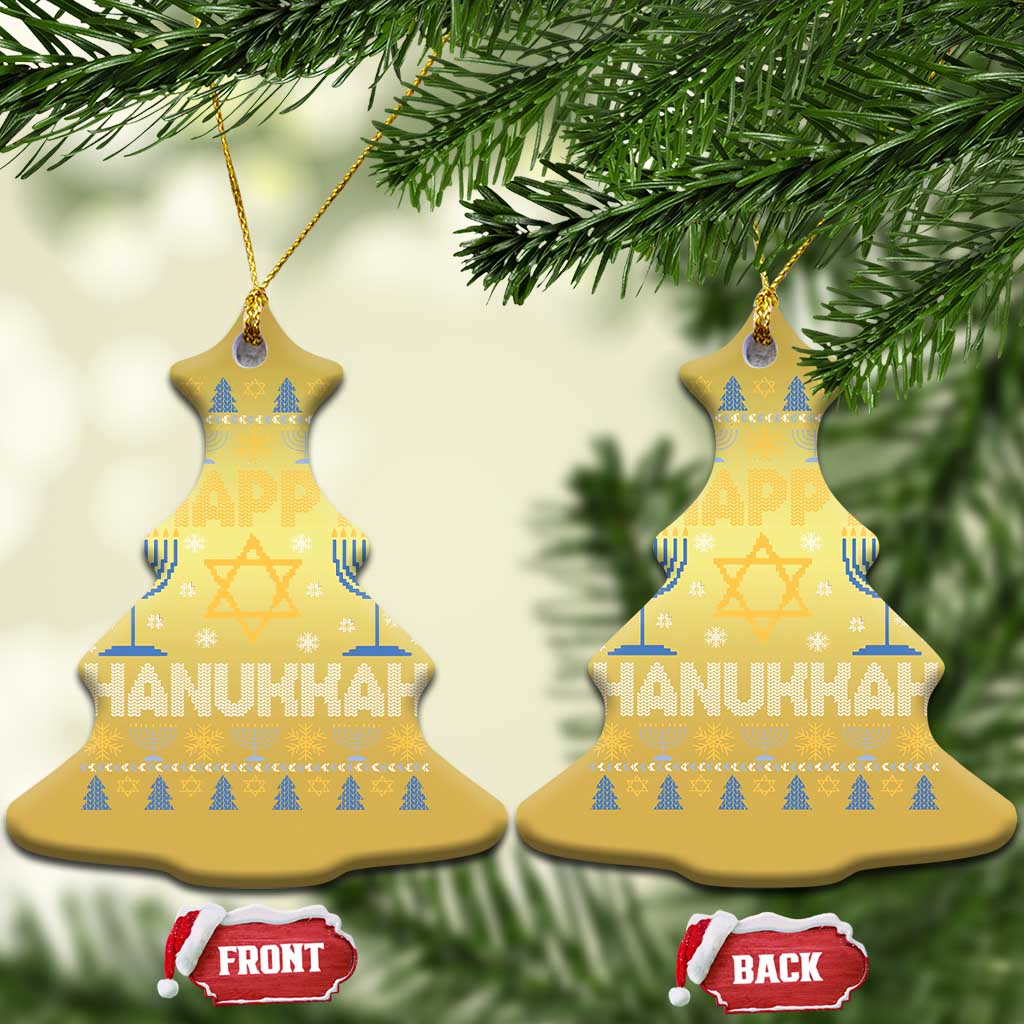 Happy Hanukkah Christmas Ornament Jewish Festival of Lights Hanukkiah Menorah Ugly Chanukah TS02